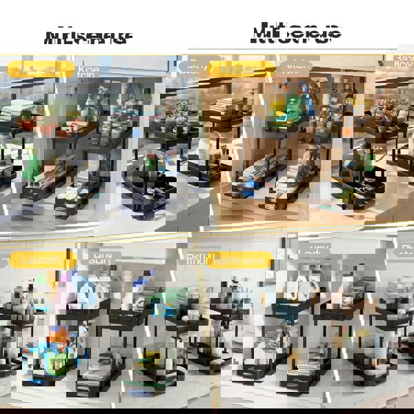 Toque Under Sink Storage Kitchen Sliding Drawer Pull Out Organiser 2 Pack Black