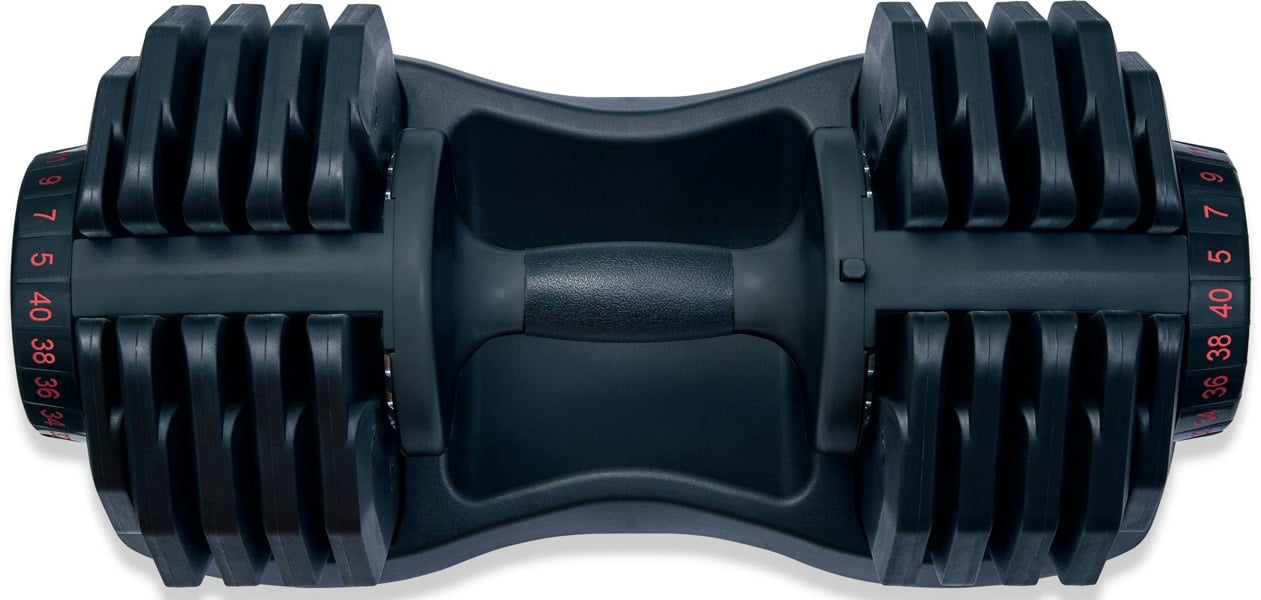 Strongology Home Fitness Single Adjustable Smart Dumbbell from 5kg to 40kg Training Weights in Black