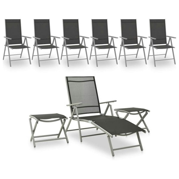 Berkfield 9 Piece Garden Lounge Set Black and Silver