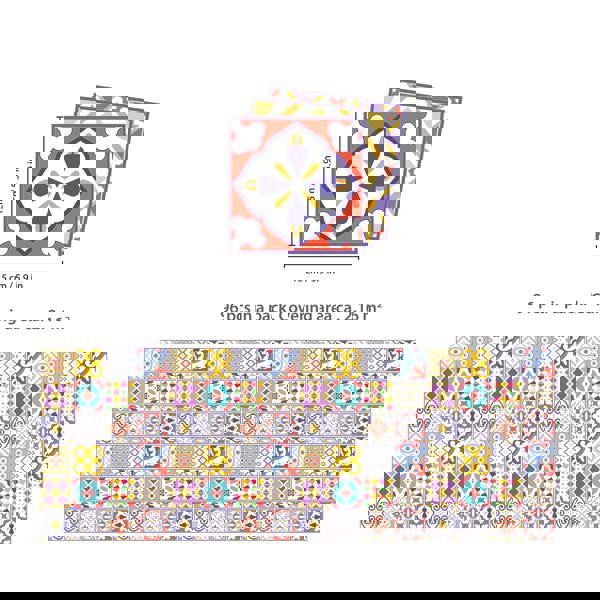 WT1529 - Colourful Moroccan Tiles Wall Stickers - 15 cm x 15 cm - 24 pcs.