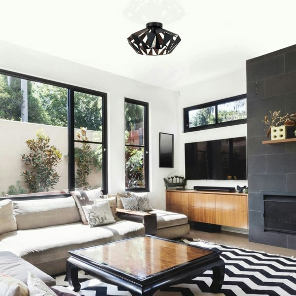 EGLO Carlton 6 1-Light Geometric Black And Copper Ceiling Light