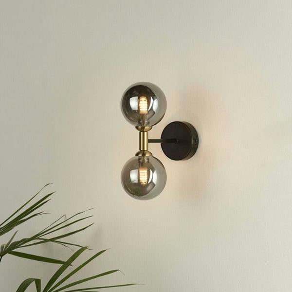 Pagazzi Lighting Loxley 2 Light Black & Gold Wall Light
