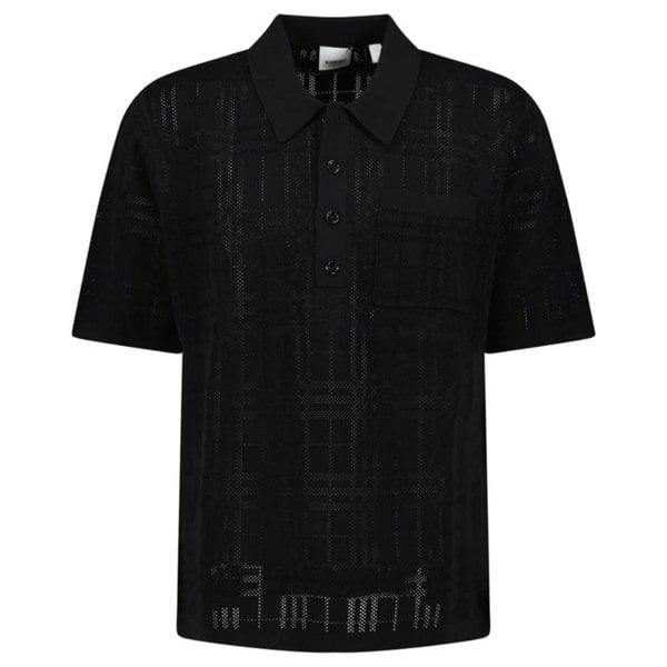 BURBERRY 8070313 Tristam Check Knitted Polo Black BLACK POLO SHIRT MALE XL