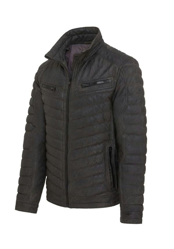 Infinity Leather Mens Quilted Puffer Leather Bomber Jacket - Torpoint