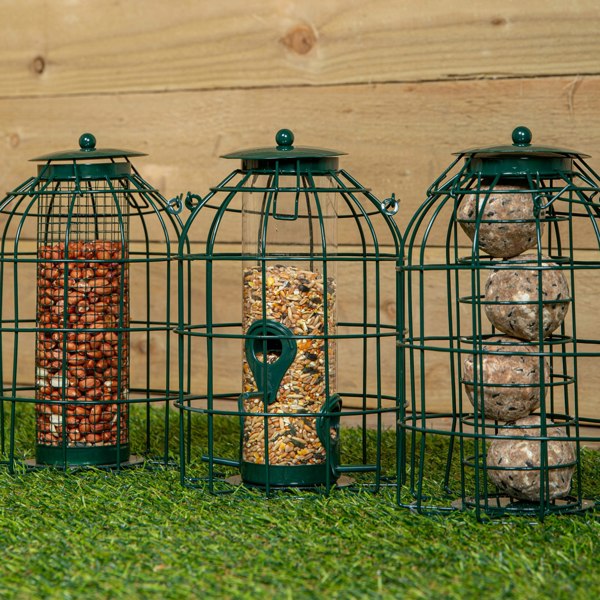 Samuel Alexander Pack of 3 Hanging Nut Seed & Fat Ball Bird Feeders with Squirrel Guard