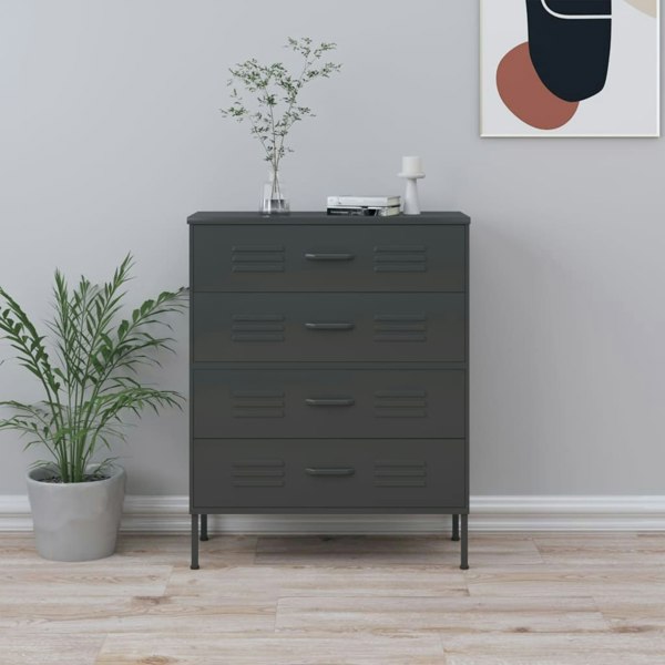 Berkfield Chest of Drawers Anthracite 80x35x101.5 cm Steel