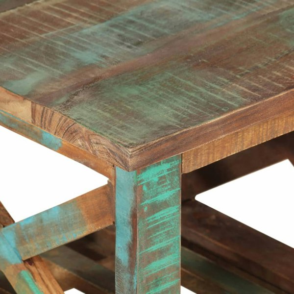 Berkfield Side Table with Wheels 40x40x42 cm Solid Wood Reclaimed