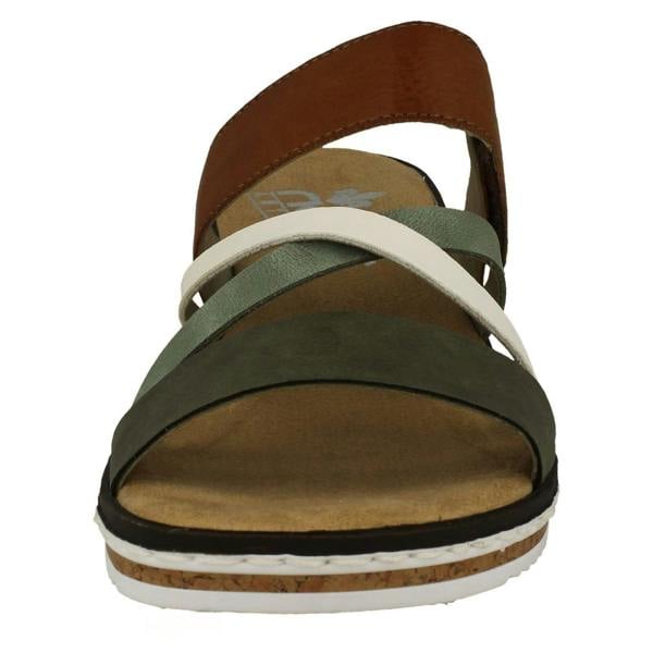 Rieker Ladies Rieker Wedge Heeled Strappy Mule Sandals V3652