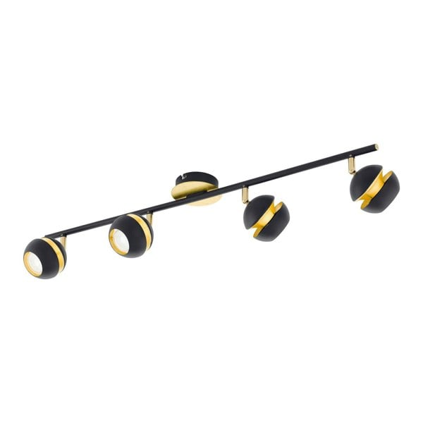 Flush 4 Spot Ceiling Light Colour Black Gold Shade & Back Plate Bulb GU10 4x3.3W Loops