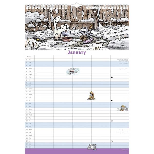 Simon's Cat A3 Family Planner 2027, Family Planners, Month To View, Humour, Gift