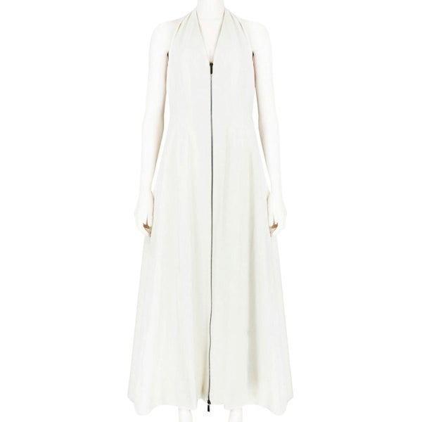 Raey halter dress in a luxurious ivory linen blend twill fabric