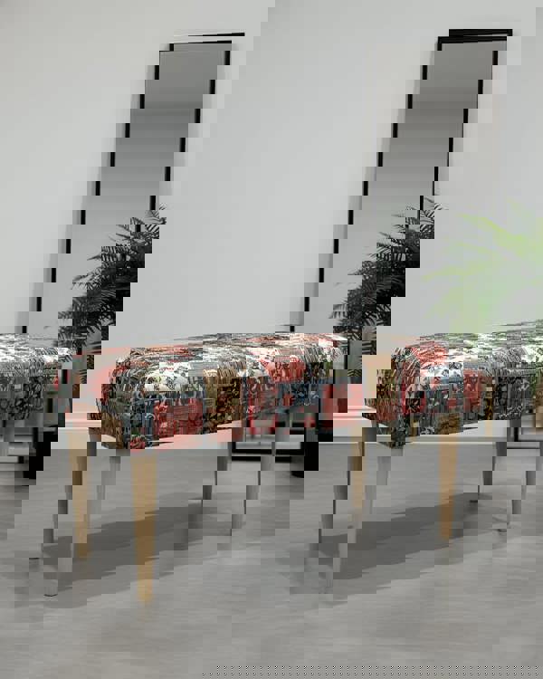 ISTOOLS Premium Printed Pattern Fabric Footstool Ottoman – Multi-Functional Pouffe Footrest & Table