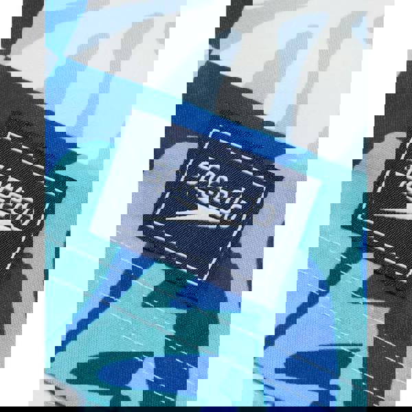 Blue and white digital printed leisure Speedo watershorts with black brand patch