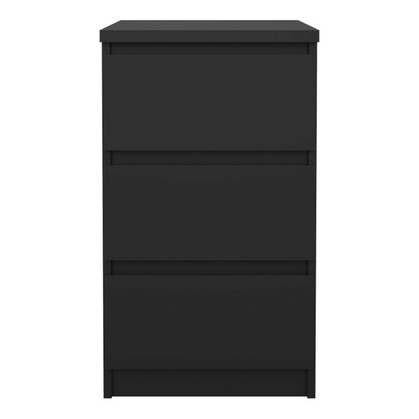Wyld Haus Budapest Matt Black Wooden Bedside Table 3 Drawers