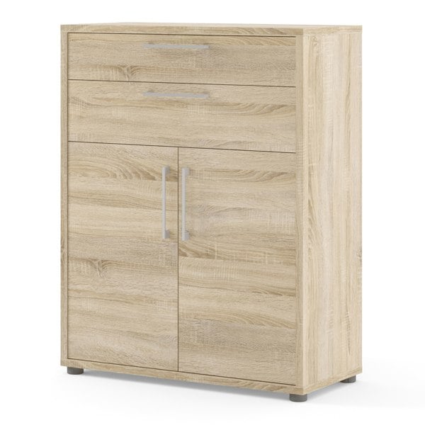 Furniture To Go Prima Bookcase 1 Shelf with 2 Drawers 2 Doors in Oak