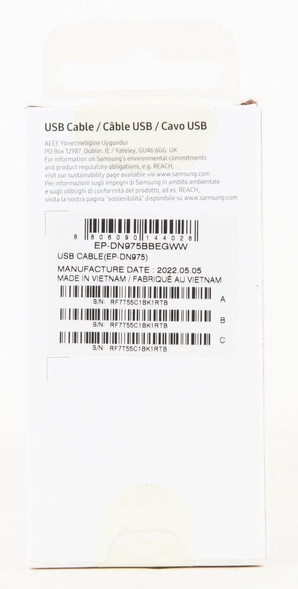 Samsung 1M 5 Amp USB C to USB C Cable Black - EP-DN975BBEGWW