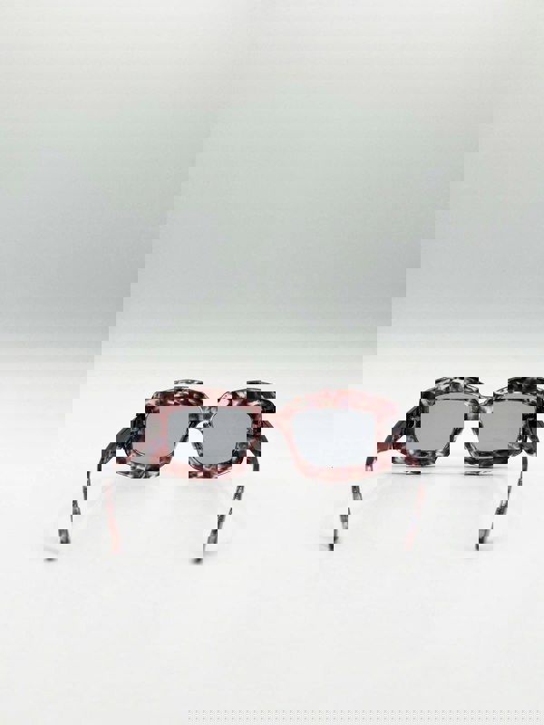 SVNX Oversized Chunky Rectangle Sunglasses in Brown multi