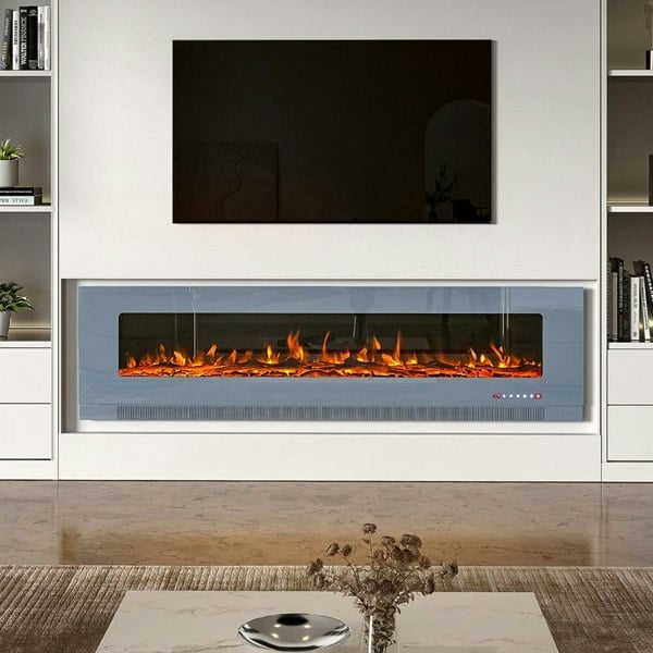 72 inch Wall Mounted Electric Fireplaces With Remote Control 9 Flame Colours Heater Wall Mounted Fireplaces Living and Home Grey