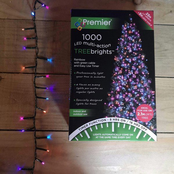 Samuel Alexander 1000 LED 25m Indoor Outdoor Christmas Multi Function Mains Operated String Lights with Timer in Rainbow