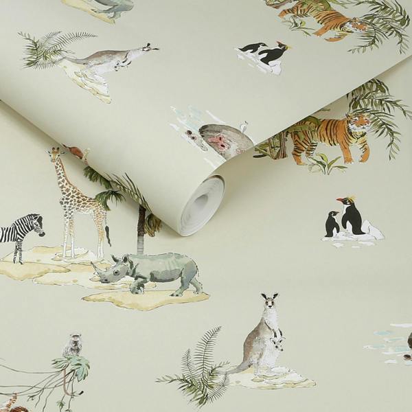 Sophie Allport Animals of the World Hambleton Sage Wallpaper