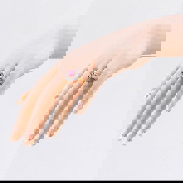 T. H. Baker 9ct Yellow Gold 3.95ct Ruby & 1.00ct Lab Grown Diamond Halo Ring LGR47396-RD