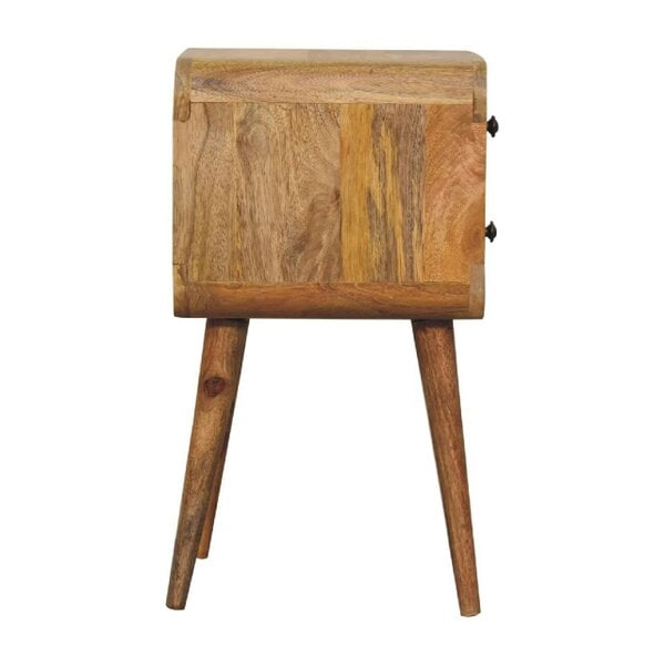 Wyld Haus Parma Mini Oak Mango Wood Curved Bedside 2 Drawers