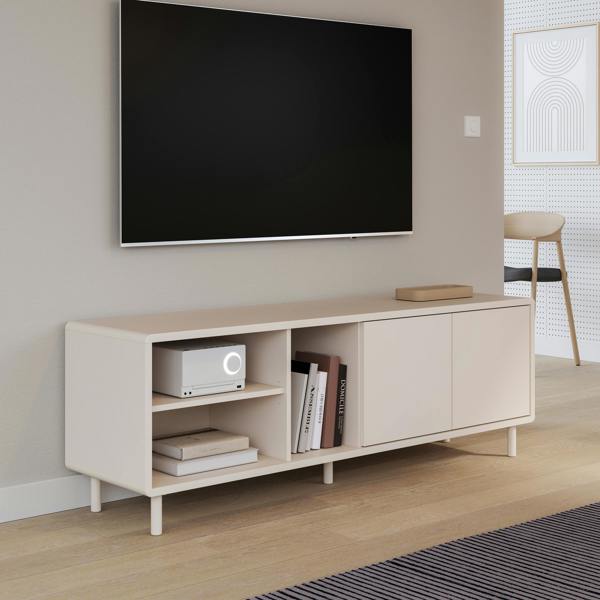 Furniture To Go Playly TV Unit with Open Shelving and 2-Door Storage in Sand