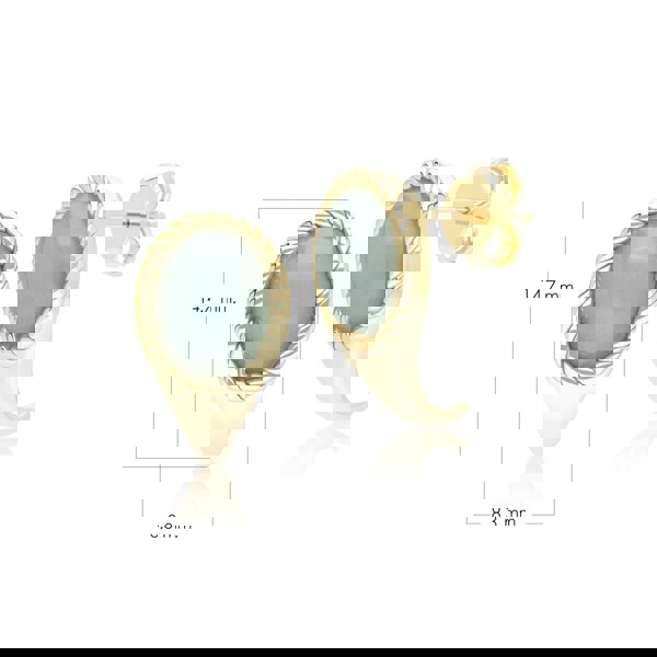 Gemondo Classic Oval Green Jadeite Drop Stud Earrings in 9ct Yellow Gold