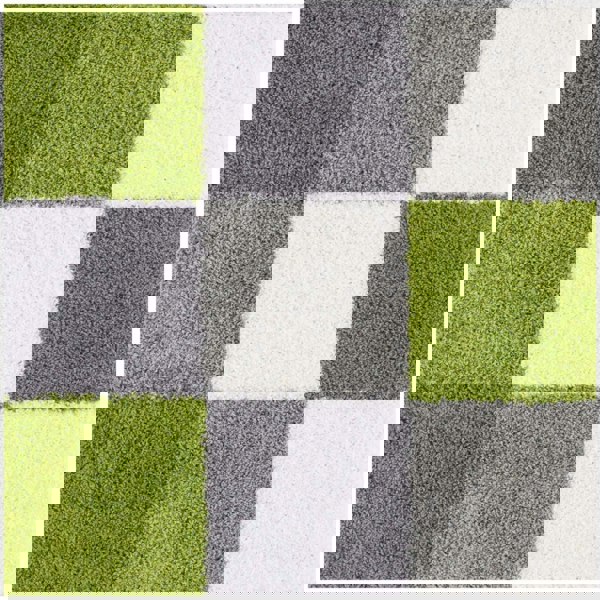 Geometric Design Thick Shaggy Area Rugs Green