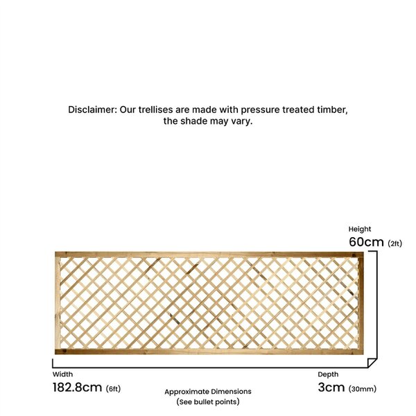 Premier Garden Supplies Standard Elite Diamond Fence Panel Topper 6ft x 1-4ft Garden Trellis 1ft-4ft, Decorative Lattice Wall-Mount, Treated - Wood - 3, 4 or 5 - 3 Pack Height: 2ft x Width: 6ft (182.8cm) x 3 Pack