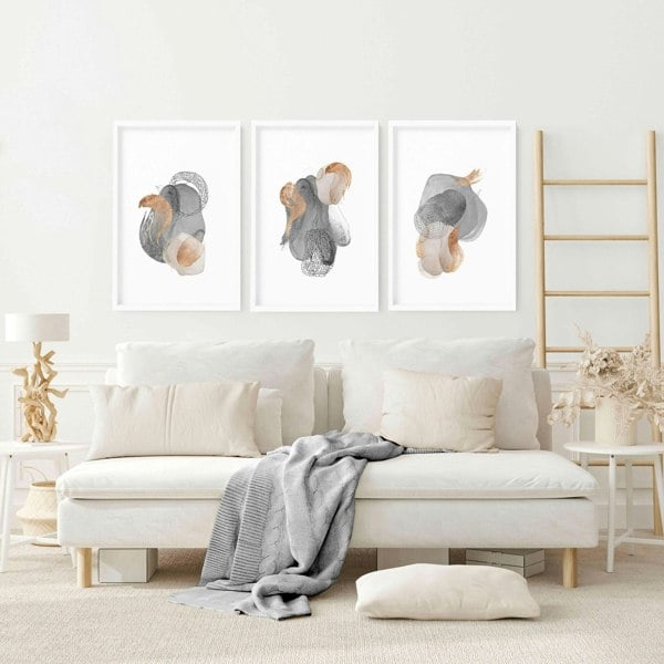 Large abstract prints | set of 3 wall art for living room