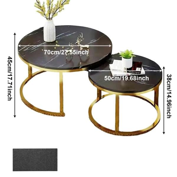 Havendro Nesting Coffee Tables Set of 2 Round Stacking Sofa Side Tables for Living Room