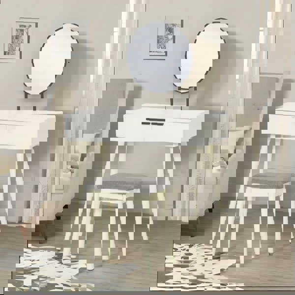Rafaelo Mobilia Dressing Table With Mirror and Cushioned Stool White