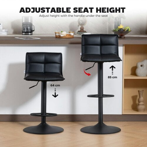 Wyld Haus Miha Set Of 2 Black Modern Faux Leather Bar Chairs