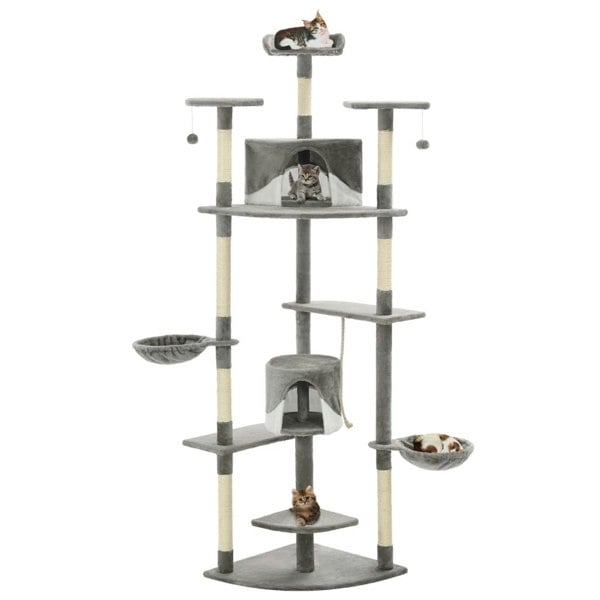 Berkfield Cat Tree with Sisal Scratching Posts 203 cm Grey and White