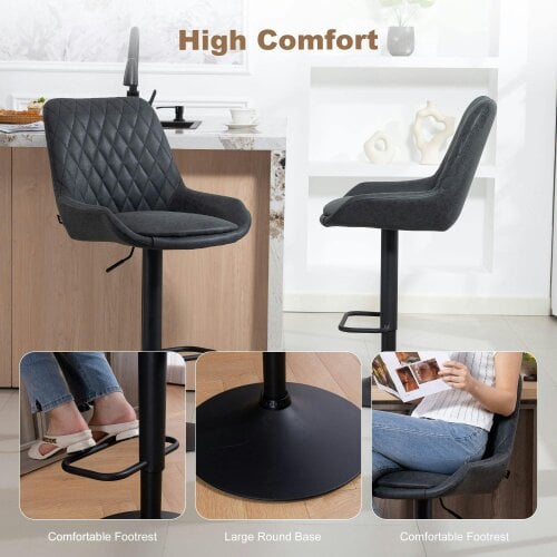 Wyld Haus Reta Set Of 2 Black Faux Leather Retro Style Bar Stools