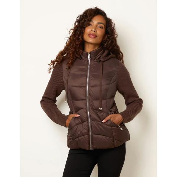 Blue Vanilla Knitted Sleeve Puffer Jacket