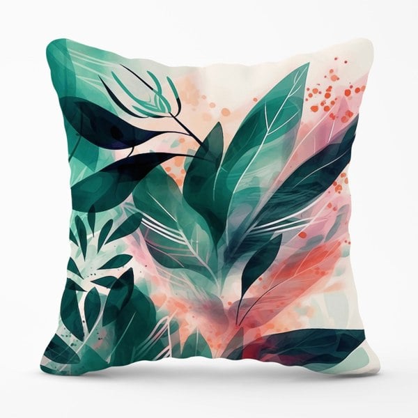 Warren Reed Green Feather leaves Tropical Cushions