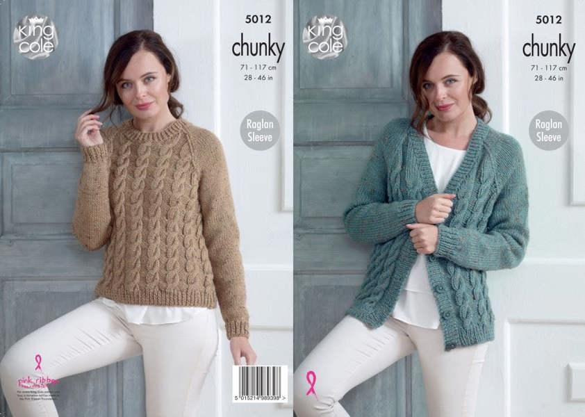 King Cole Tweed Knitting Pattern 5012, Cardigans, Sweaters for Women, 28 - 46 Inches - Intermediate