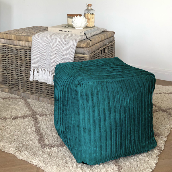 rucomfy Indoor Jumbo Cord Bean Bag Footstool - Cube Pouffe