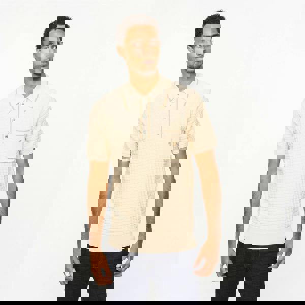 Gabicci V55GM28 Mens Roy Short Sleeve Archive Knitted Three Button Polo Gabicci Vintage - LINEN