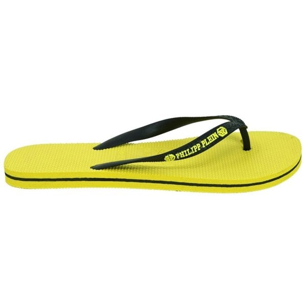 Philipp Plein Brand Logo Flip Flops - Yellow