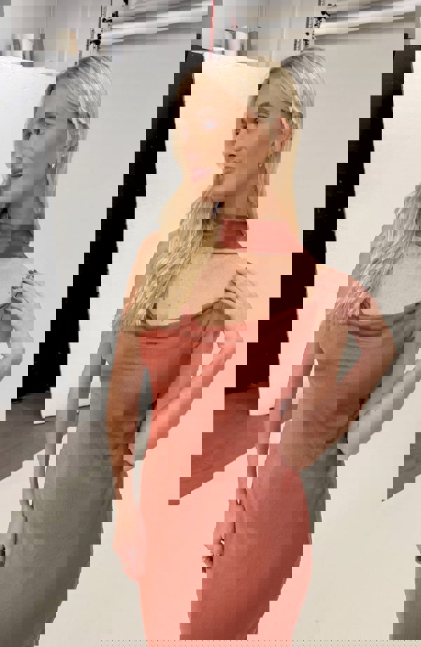 Rewritten London Pollenca Dress in Terracotta Satin