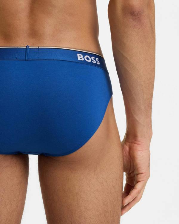 BOSS Orange 3 Pack Mens Power Briefs - Open Blue 487 | CHO | Designer Mens Underwear