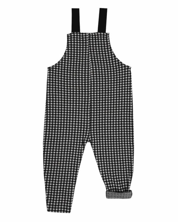 Black Jacquard Check Print Dungarees - image 6