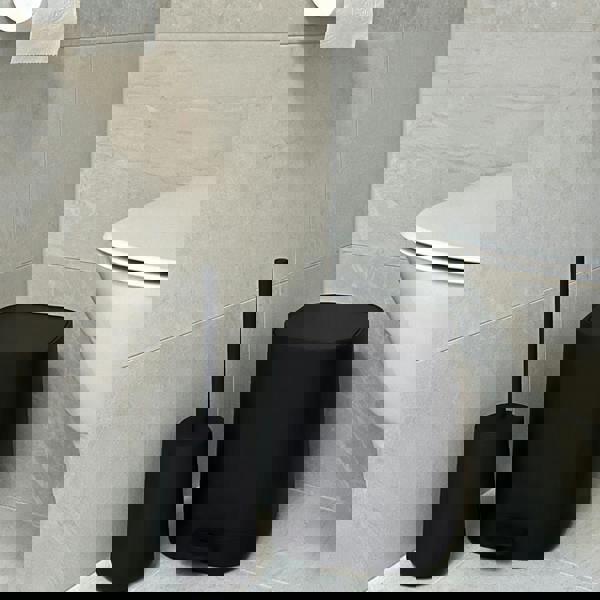 BESLAGSBODEN Black Plastic Freestanding Toilet Brush and Holder