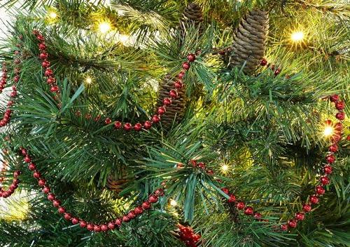 24ft Red Metallic Bead Garland Christmas Tree Decoration for Indoor Displays and Festive Crafts image 3