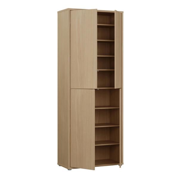 Furniture To Go Alice Springs Tall Shoe Cabinet with 4 Doors Push-to-Open in Elegancia Oak