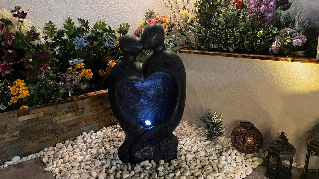Tranquillity Water Features Heart Couple Contemporary Solar Water Feature
