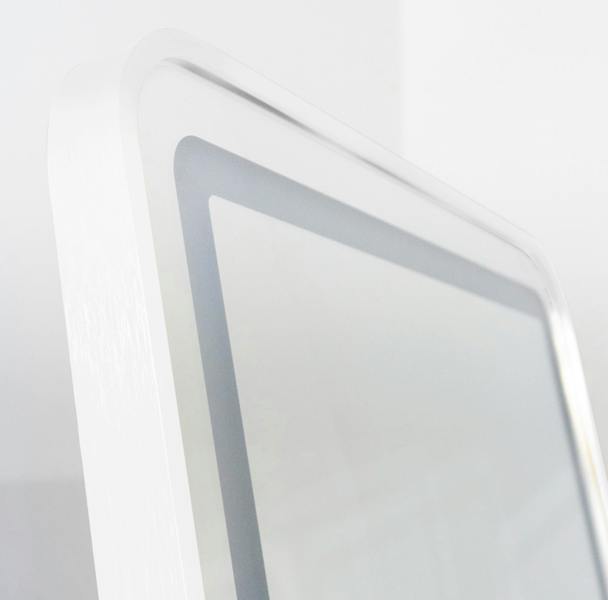 Downton Interiors Stunning White Rectangular Metal Frame LED Wall or Floor Standing Dressing Mirror 145cm x 45cm - Soho Collection